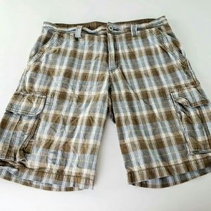 Carbon Plaid  Cargo Shorts.